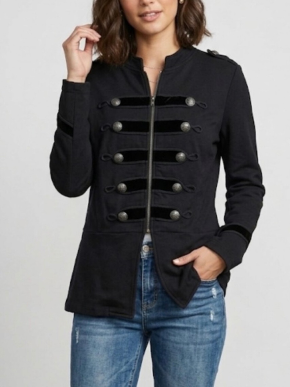Torrid Military Inspired Jacket Sweatshirt Zip 0 Plus Cotton Steam Punk Jackson